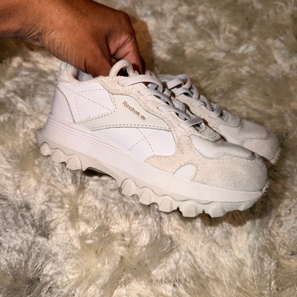 Reebok Kids White Cream Platform Trail Sneakers